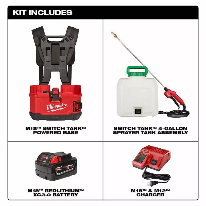 Milwaukee M18 SWITCH TANKâ„¢ 4 Gallon Backpack Sprayer Kit, Model 2820-21PS - Image 8