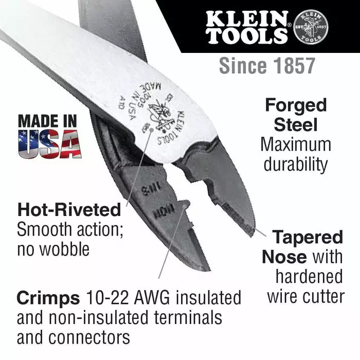 Klein Tools Crimping And Cutting Tool For Connectors, Model 1005 - Image 5