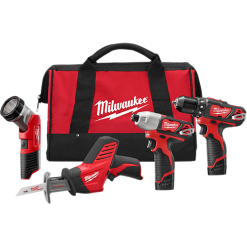 Milwaukee M12™ Cordless LithiumIon 4 Tool Combo Kit, Model 2498-24*