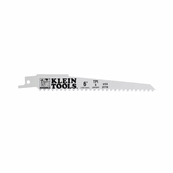Klein Tools Reciprocating Saw Blades, 6TPI, 6-Inch, 5-Pack, Model 31716*