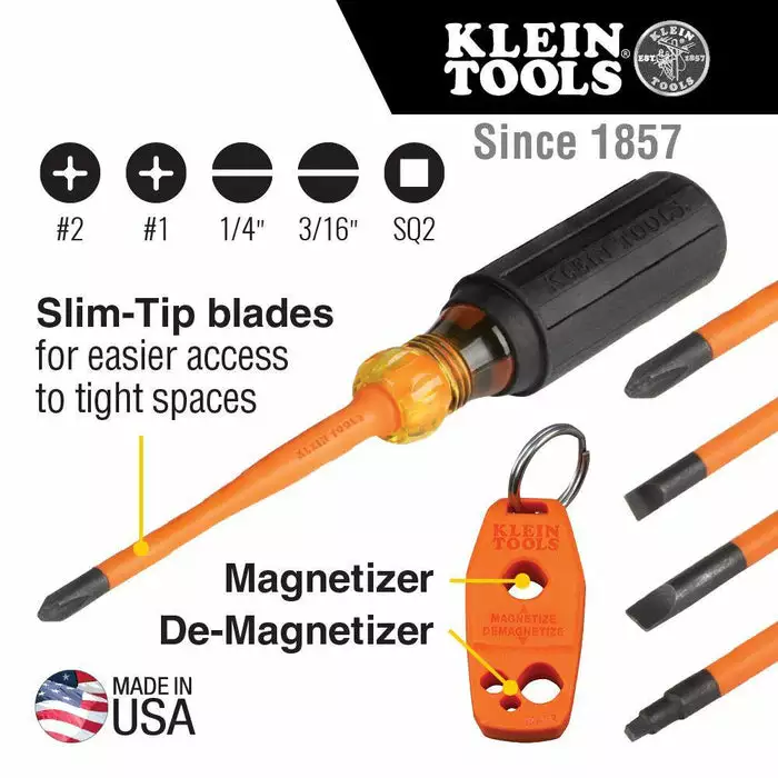 Klein Tools 6-Piece Slim-Tip Insulated Screwdriver Set, Model 33736INS* - Image 2