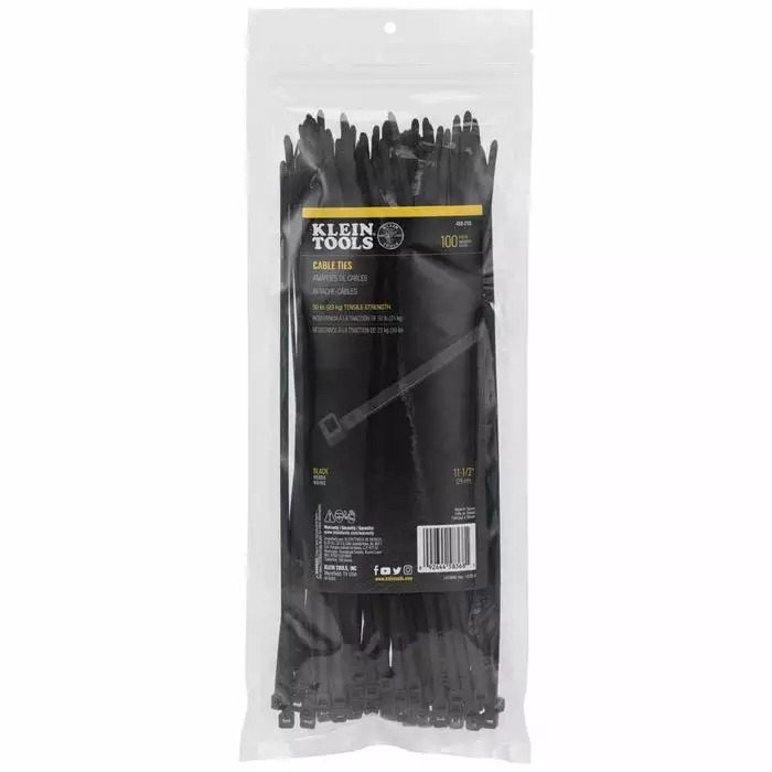 Klein Tools Cable Ties, Zip Ties, 50-Pound Tensile Strength, 11.5-Inch, Black, Model 450-210* - Image 12