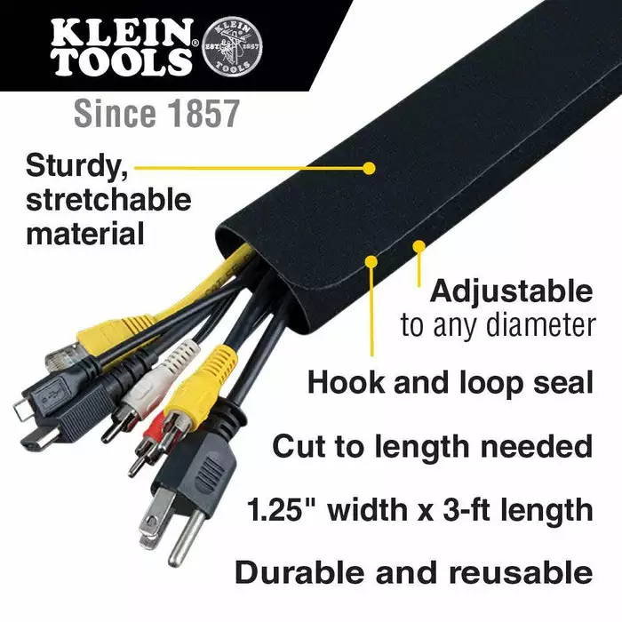 Klein Tools Cable And Wire Management Sleeves, 1.75-Inch Diameter, 3-Foot Long, Model 450-330* - Image 2