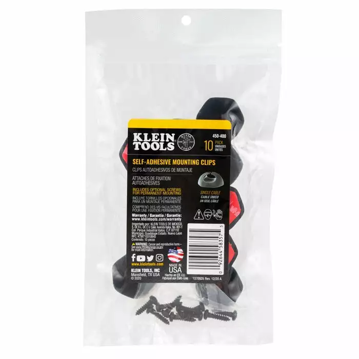 Klein Tools Self-Adhesive Cable Mounting Clips, 3 Slots (10-Pack), Model 450-410* - Image 4