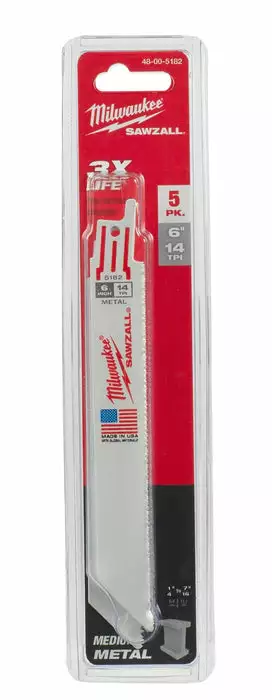 Milwaukee 6 In. 14 TPI Thin Kerf SAWZALL® Blades (5 Pack), Model 48-00-5182 - Image 2