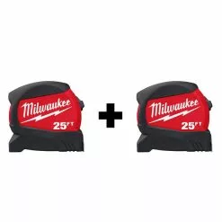 Milwaukee BOGO Compact 25' Wide Blade Tape Measures (2-Pack), Model 48-22-0425R