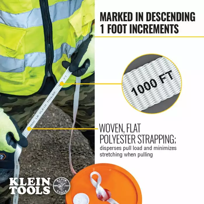 Klein Tools Conduit Measuring Pull Tape, 2500-Pound X 1000-Foot, Model 50141* - Image 3