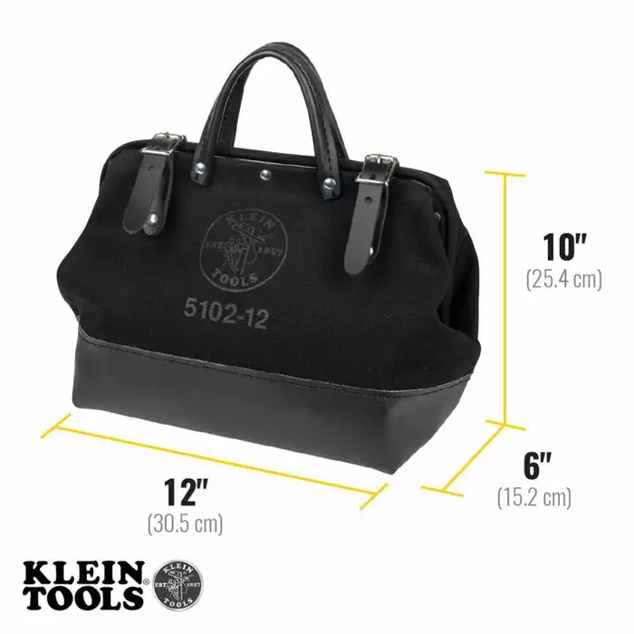 Klein Tools 12" Canvas Tool Bag, Black, Model 5102-12BLK* - Image 3