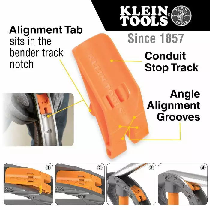 Klein Tools Aluminum Conduit Bender 3/4-Inch EMT With Angle Setter™, Model 51607 - Image 3