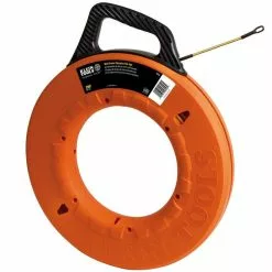 Klein Tools Multi-Groove Fiberglass Fish Tape 200-foot With 7" Spiral Steel Leader, Model 56056*