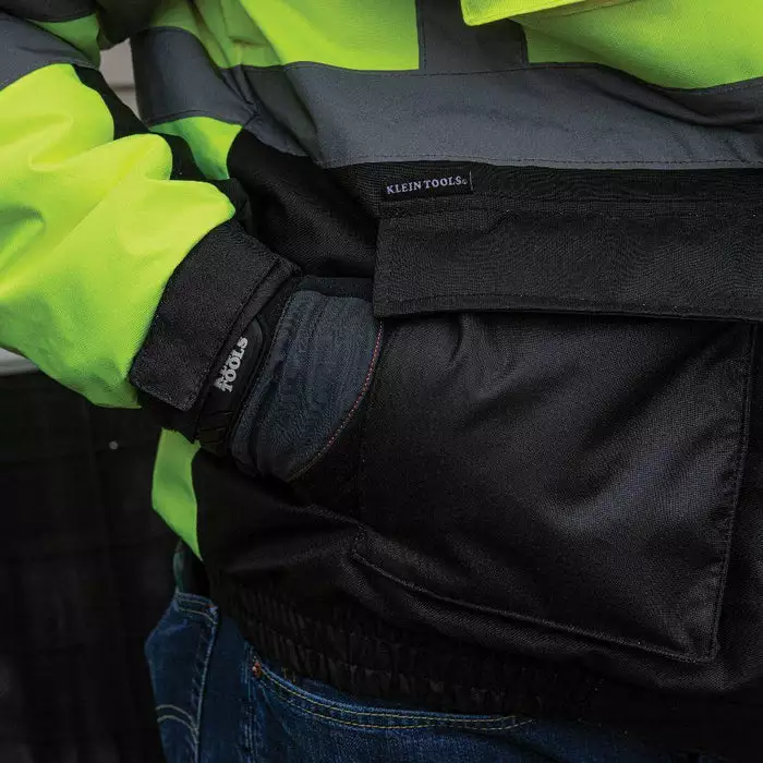Klein Tools XLarge High-Visibility Yellow Winter Bomber Jacket, Model 60380 - Image 7