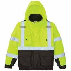 Klein Tools Large High-Visibility Yellow Winter Bomber Jacket, Model 60364