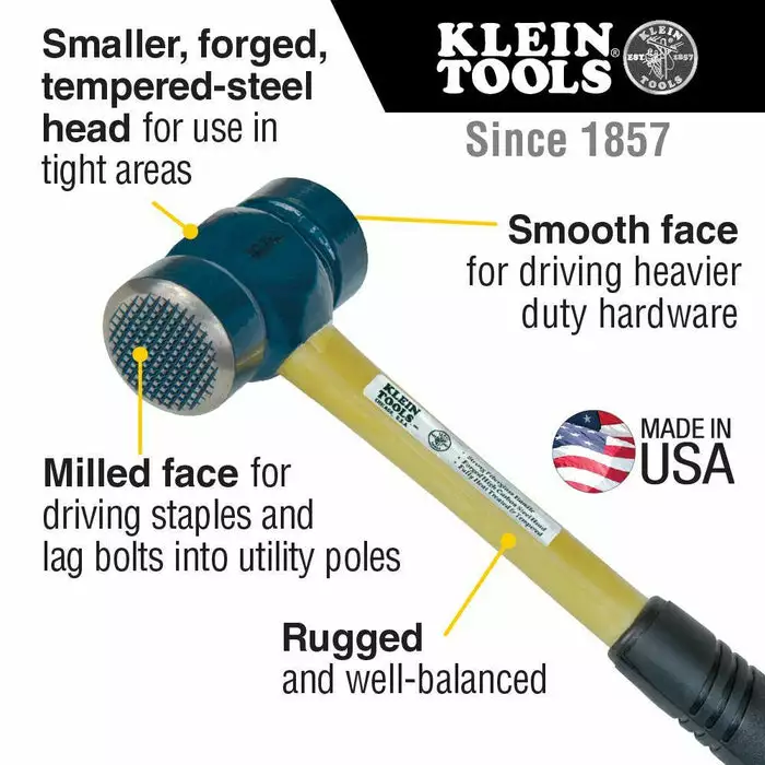 Klein Tools Lineman's Milled-Face Hammer, Model 809-36MF* - Image 3