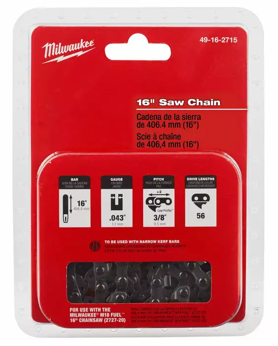 Milwaukee 16 In. Replacement Chainsaw Chain, Model 49-16-2715