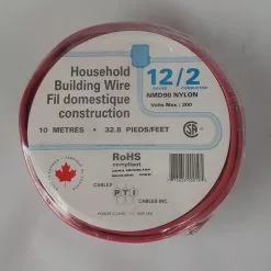 PTI Cables Household Building Wire NMD90, 12/2 10m Red