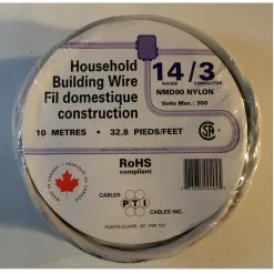 PTI Cables Household Building Wire, NMD90, 14/3 10m