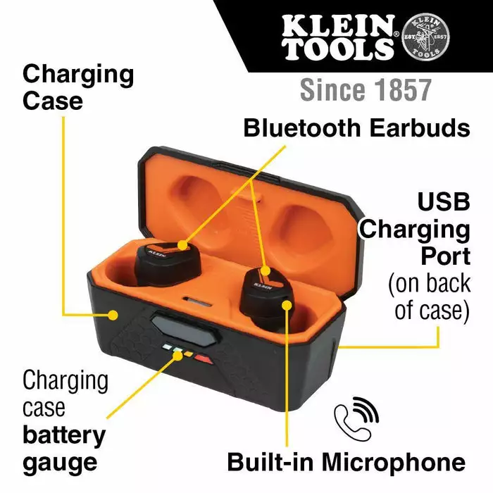 Klein Tools Bluetooth Jobsite Earbuds, Model AESEB1 - Image 2