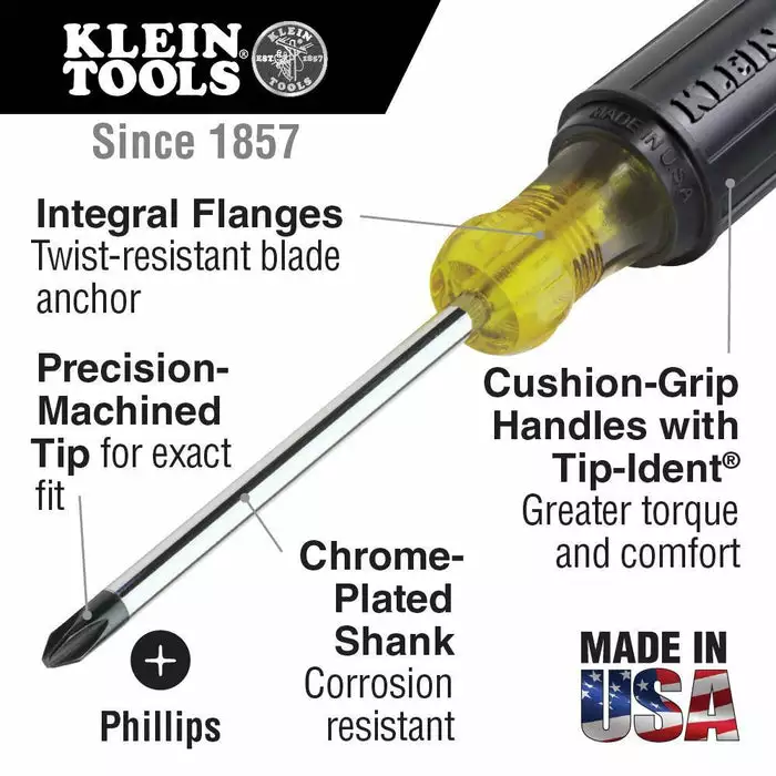 Klein Tools #2 Phillips Screwdriver, 4" Round Shank, Model 603-4 - Image 4