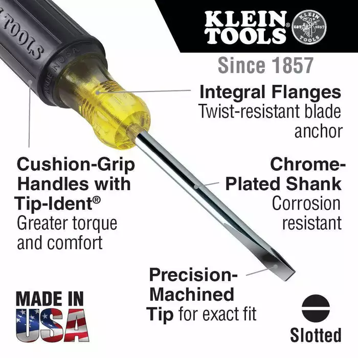 Klein Tools 3/16-Inch Cabinet Tip Screwdriver, 8-Inch, Model 601-8 - Image 2