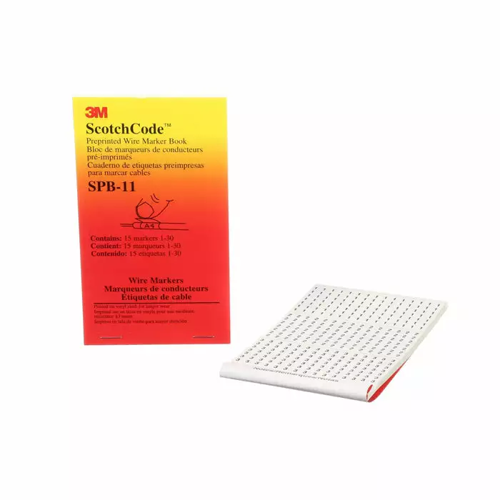 3M ScotchCode™ Pre-Printed Wire Marker Book, Numbers 1 - 30, Model SPB-11*