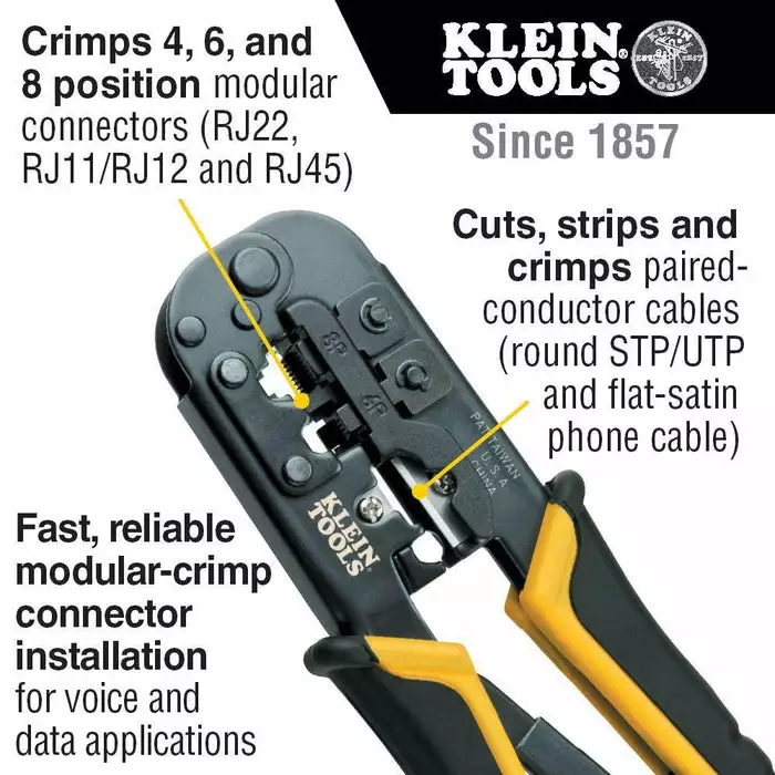 Klein Tools Ratcheting Data Cable Crimper / Stripper / Cutter, Model VDV226-011-SEN* - Image 2