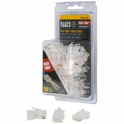 Klein Tools Pass-Thru Modular Data Plug, CAT6AUTP, 50-Pack, Model VDV826-704